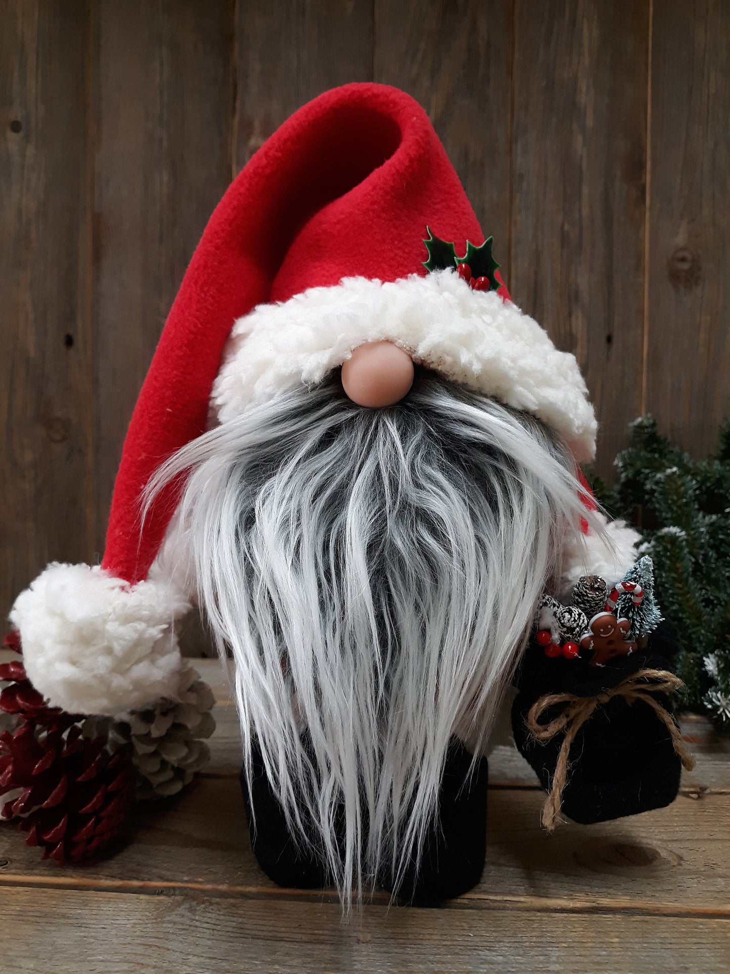 Rustic Santa Gnome in Red or Burgundy