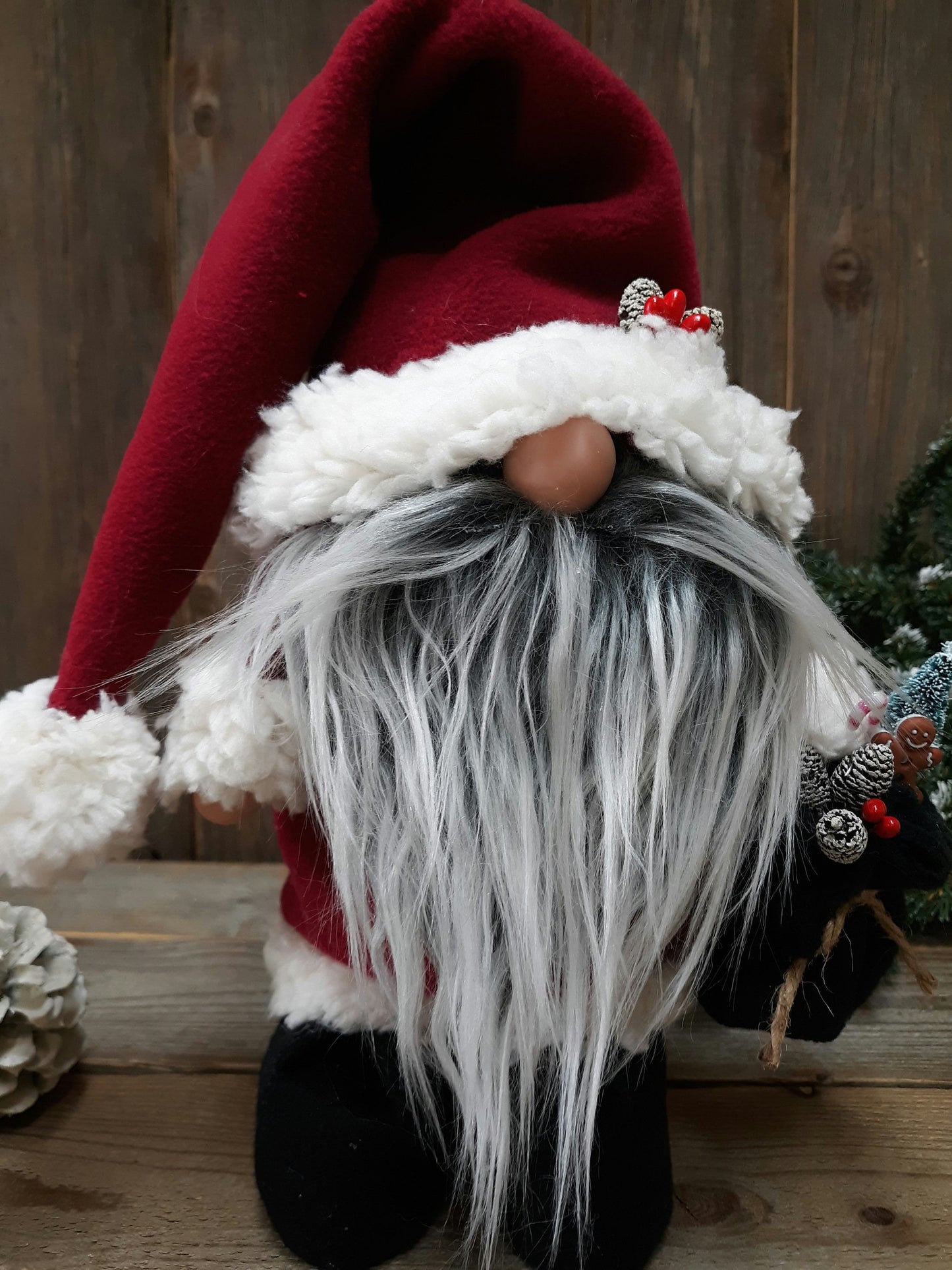 Rustic Santa Gnome in Red or Burgundy