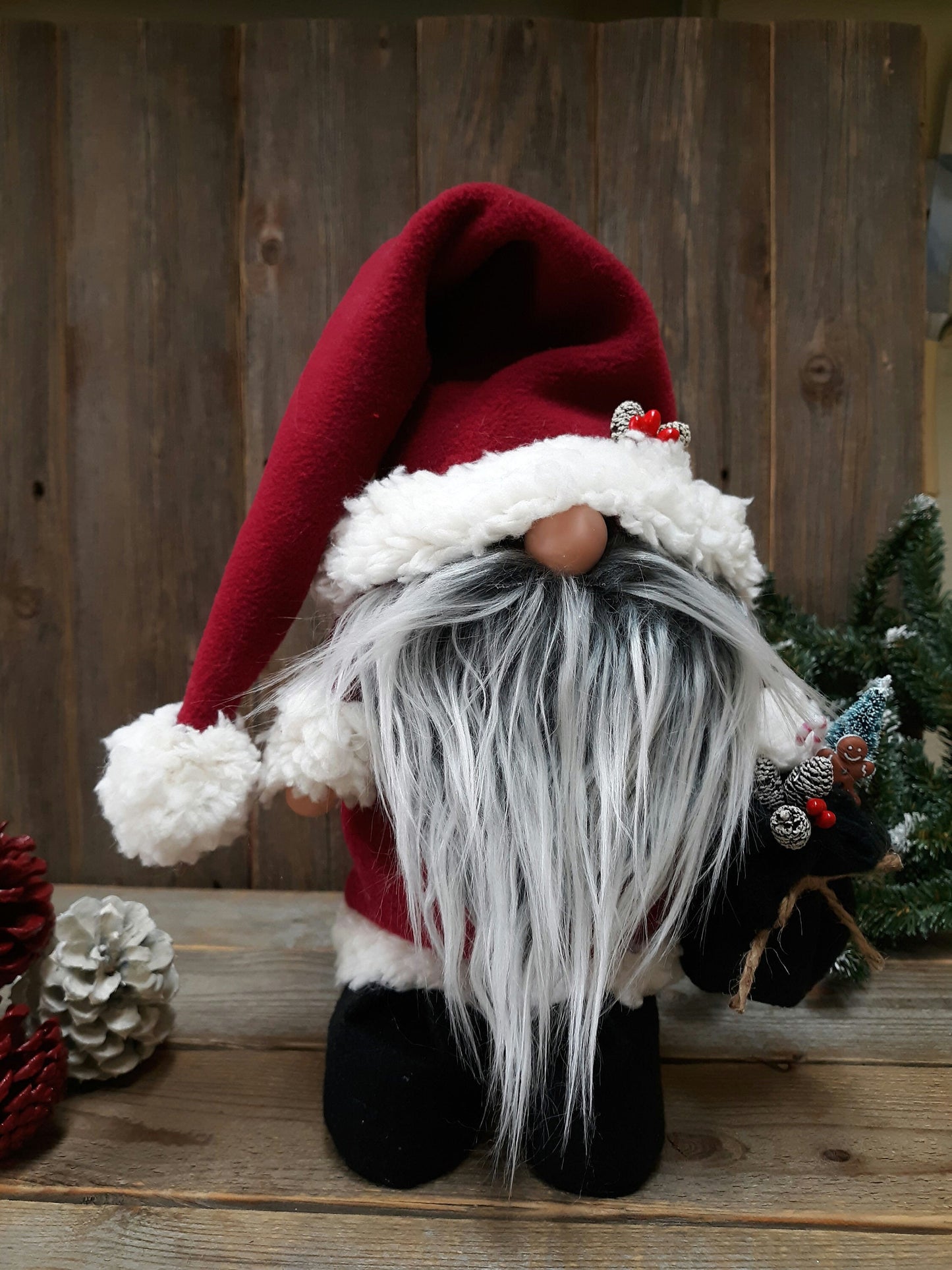 Rustic Santa Gnome in Red or Burgundy
