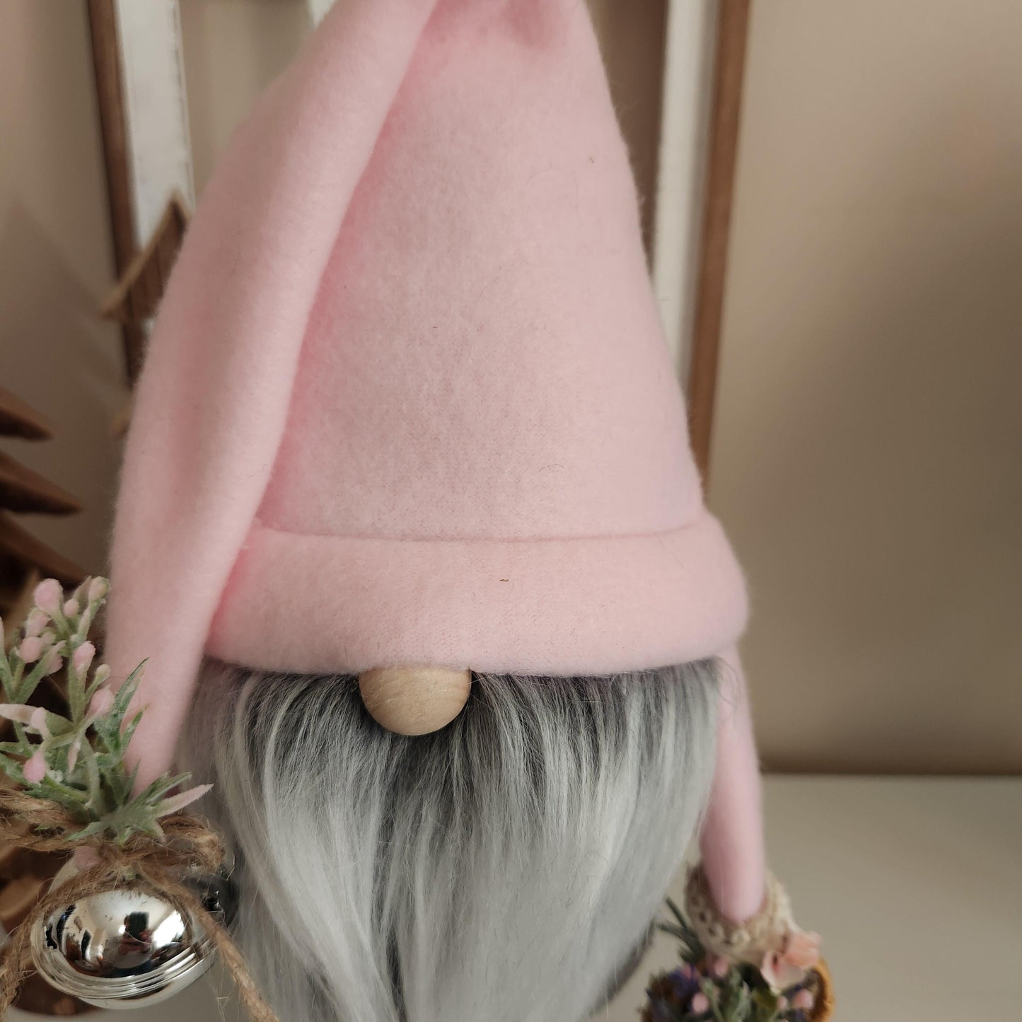 Rustic Spring Woodsy Gnome in Pink